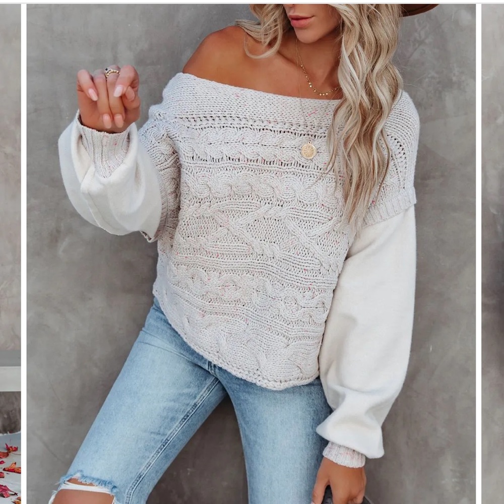 CHANDY COTTON BLEND CABLE KNIT SWEATER